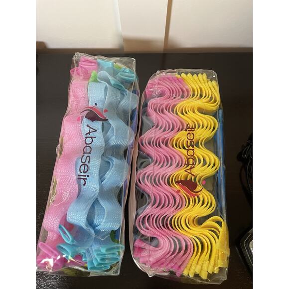 68 Pcs Hair Curlers Spiral Curls No Heat Wave Hair Styling Kit with Hook Neon - Picture 2 of 5